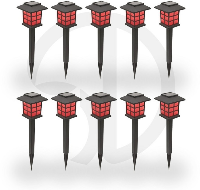 솔까든 태양광등 미니격자등 태양열 정원등 10개입, 빨간빛10개