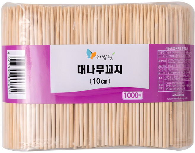 리빙웰 다용도 대나무꼬지 10cm, 1개, 1000개입