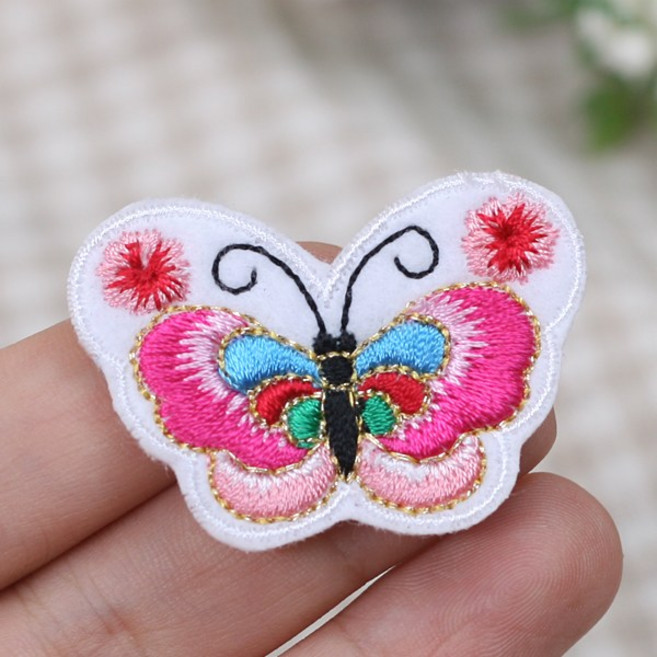 화이트 나비 전통자수 [3750] / 와펜 패치 브로치 자수 빈티지 캐릭터 리폼 부자재, 1개