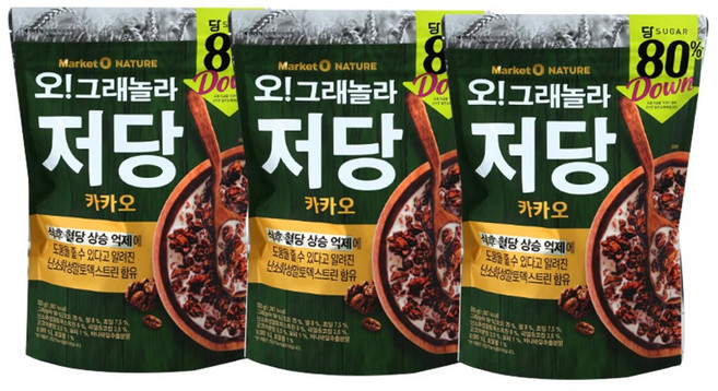 오리온 오!그래놀라 저당 카카오 혈당밸런스 통곡물, 3개, 330g