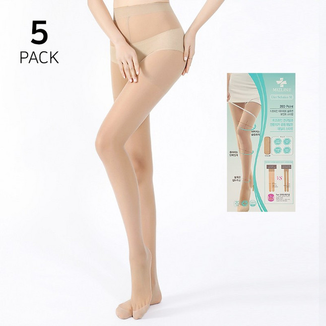 미즈라인 패션파트너 미쓰킹 다이어트 솔루션 20D 포인트 팬티 스타킹 5p 개별포장