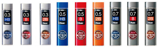 펜텔 Pentel Ain 아인 스테인 샤프심 0.3 0.5 0.7 0.9mm HB B 2B, 0.9mm_B
