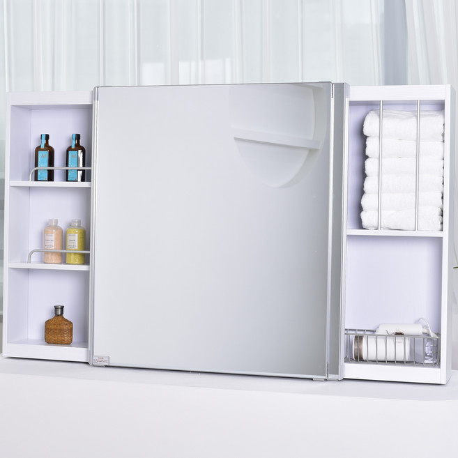 바스퍼 욕실 거울 수납장 화장실 슬라이드장, 화이트, 1개