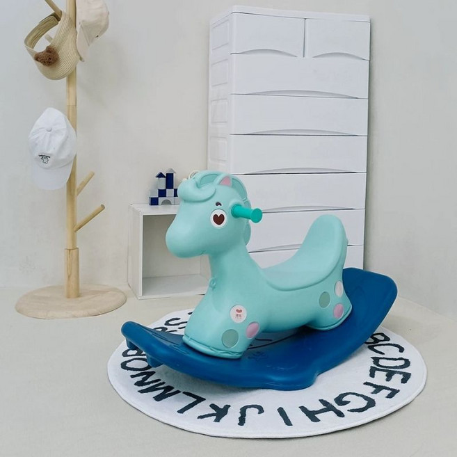 搖搖馬木馬兒童寶寶搖馬二合一週歲玩具-歲加大滑行車兩用, 1個, 加大底板+藍【1-3歲】紙箱包裝:如圖