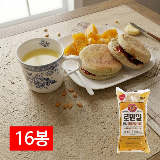 삼립 로만밀 통밀 잉글리쉬머핀, 16개, 240g