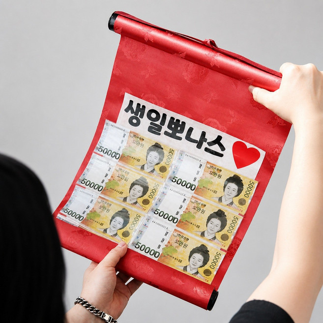 반전 용돈 족자 부모님 용돈이벤트 생신선물 환갑 칠순 어버이날 선물, 1개, 기본 사이즈 곤색