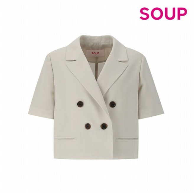 [숲(SOUP)] [SOUP] 테일러드 더블 버튼 크롭 재킷 (SZ5JK85)