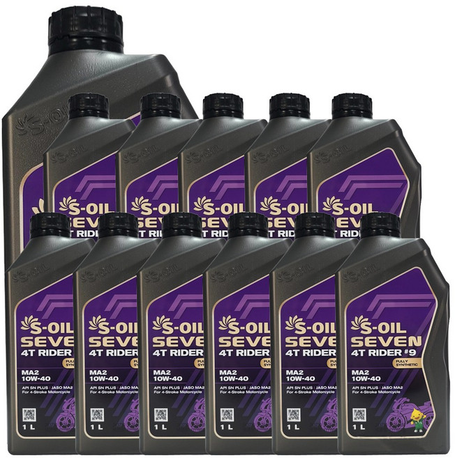 에스오일 세븐 4T 라이더 9 MA2 10W40 1L x 12개 1박스 100% 합성유 JASO MA2 고성능 4행정 바이크 오토바이 엔진오일