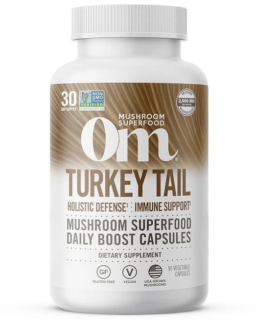 Om Mushroom Superfood 칠면조 꼬리 버섯 캡슐 슈퍼푸드 보충제 90개 30일 면역 지원 다당류 베타글루칸 장 건강 및 전체적 방어 버섯 보충제 - 쿠팡