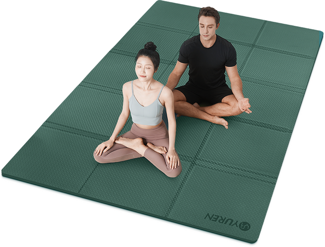유렌 특대형 TPE 접이식 요가매트 10mm 폴딩 홈트매트 2인용 필라테스 운동매트, 1개, 그린