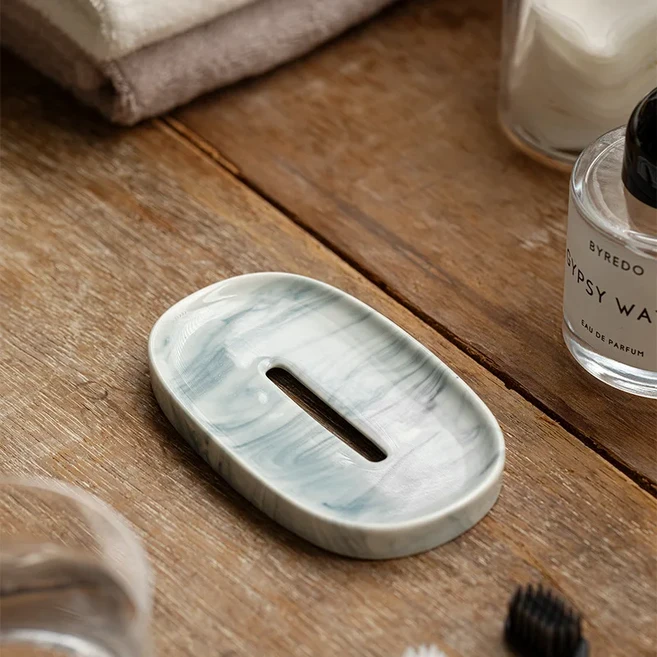 북유럽 세라믹 골드 상감 더블 레이어 비누 랙 홈 호텔 욕실 팬 배수 액세서리, 03 A