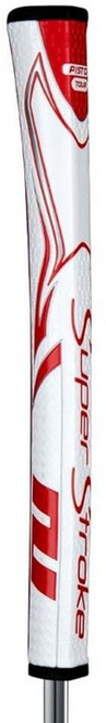 SuperStroke Zenergy 피스톨 2.0 골프 퍼터 그립 테이퍼 없는 향상된 SPYNE 기술 새로운 멀티 존 텍스처링 및 테크 포트 그레이/화이트, White/Red