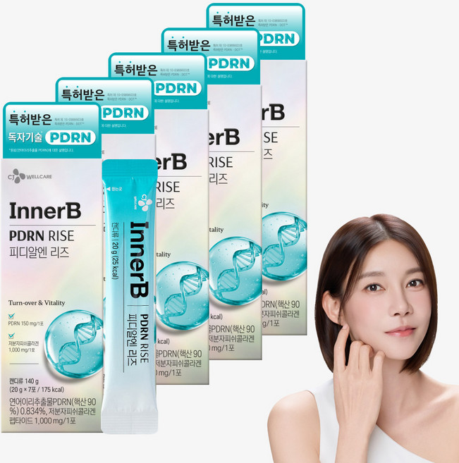 CJ 이너비 먹는 PDRN 150mg 콜라겐 뮤신 차예련의 피디알엔리즈, 5박스, 140g