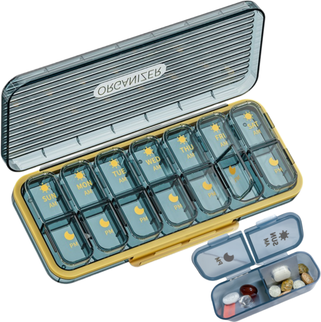 조빈니타 프리미엄 요일별 휴대용 약통, 블루, 1개
