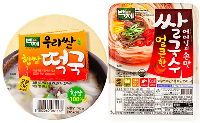 백제 우리쌀 즉석 햅쌀떡국(163g)[8개]+얼큰한맛 쌀국수(90g)[12개], 20개, 163g