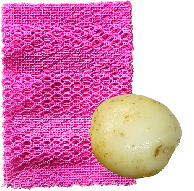 콘실 옥수수 생분해 특수 수세미 안전하게 감자의 흙과 껍질을 거친면으로 싹싹 4매, 4개, 1세트, 핑크