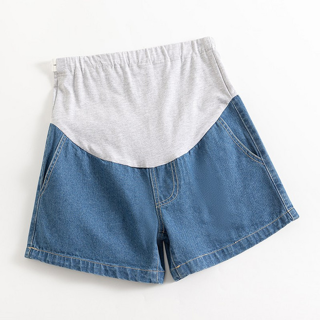 BabyShare時尚孕婦裝 闊腿牛仔托腹孕婦短褲 孕婦褲 舒適透氣 鬆緊可調節【OCS001H2L】