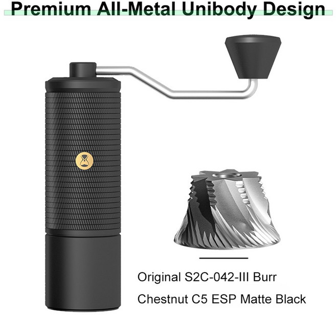 호환 TIMEMORE Chestnut C5C5ESP 휴대용 수동 커피 그라인더 핸드 에스프레소 그라인더 S2C 42mm 버 내부 더 높은 연삭 효율성, [01] C5ESP Black