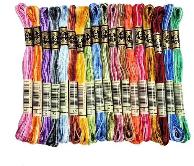 당일배송/ DMC 프랑스자수실25번면사-복합사 18색상세트/ 그라데이션사 십자수, DMC25번 복합사 - 18색상세트, 1개