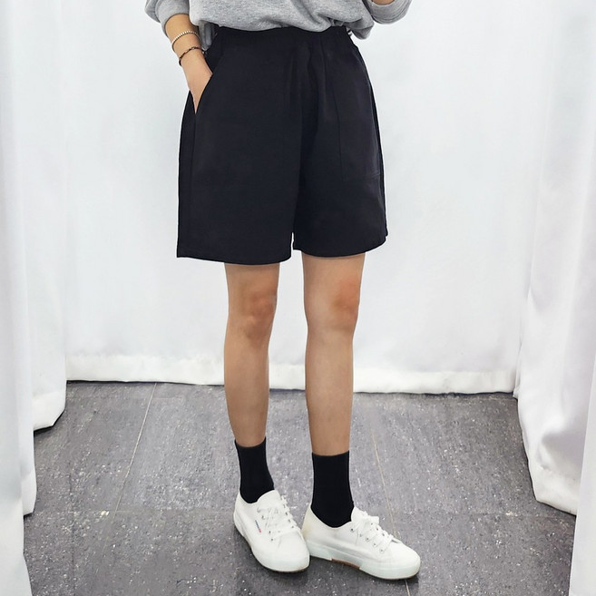 더탑 여성용 빅사이즈 여름 밴딩 코튼 여유핏 5부 반바지
