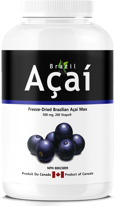 동결건조 아사이베리 + 비타민 C 500mg 200식물성캡슐 ACAI Max with Vitamin C 캐나다 직구, 1개, 200정