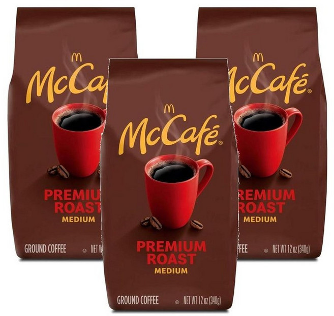 McCafe 맥카페 프리미엄 로스트 미디엄 로스트 그라운드 분쇄커피 340g, 3개