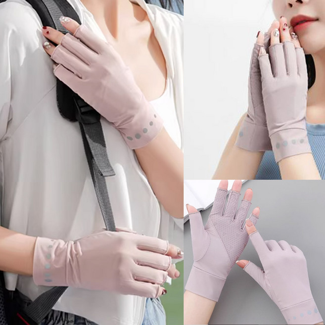 여성 쿨 반장갑 여름 운전 등산 장갑 손가락 자전거, 인디핑크, 1개