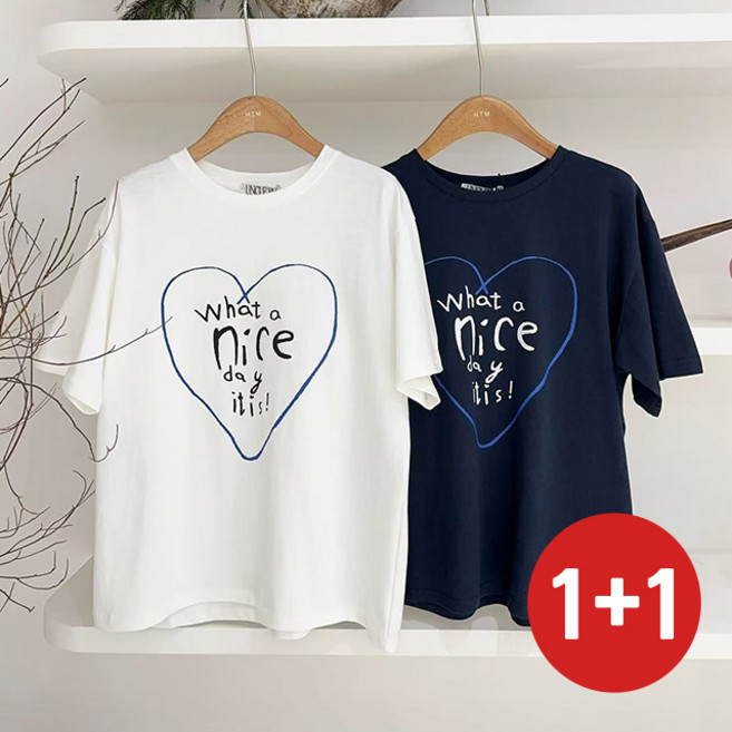 제이로그 (2장) 반팔 라운드 레터링 티셔츠 왓이스T