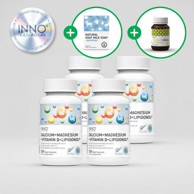 이노헬스 뉴질랜드 잇몸 관절 초록입홍합 칼슘 영양제 마그네슘 비타민D, 4개, 120정