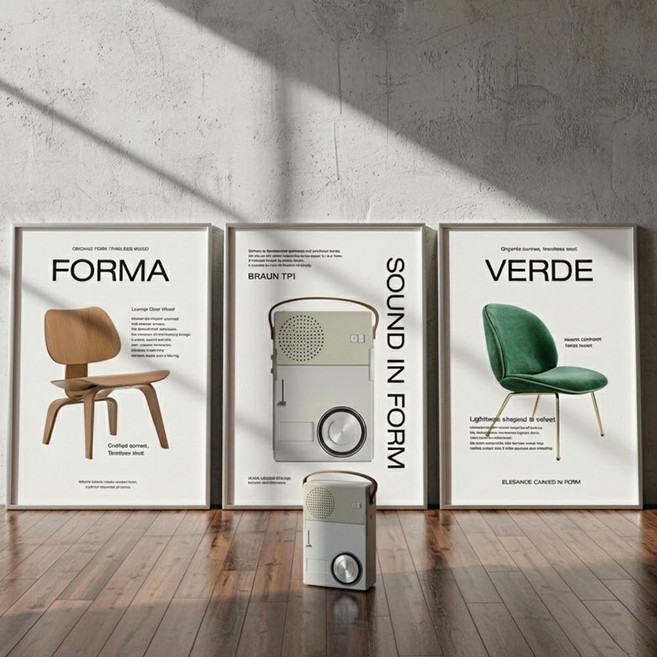 컨티뉴 미드센추리 D 3종 프리미엄 고급 포스터 세트 A3 42cm