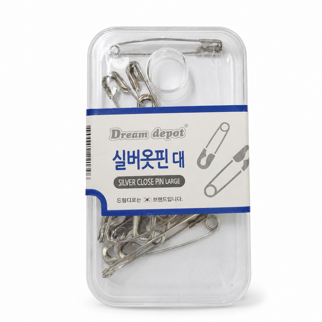 D 실버 옷핀 (소 중 대), 대, 1개