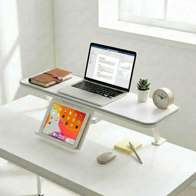 WITHWONI 책상 보조선반 93cm 대형 클램프 고정 북홀더 포함 책상정리 선반, 그레이(93cm)