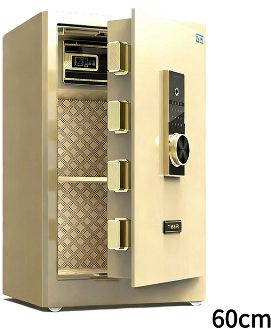 LOVFIR 다기능 도난 방지 금고 3중 잠금 해제 디자인 지문 암호 키 튼튼 금고, 커피 골드 키높이