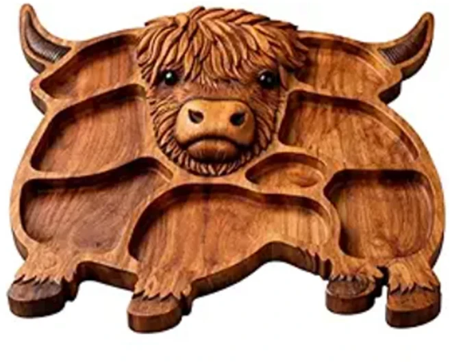 하이랜드 카우 나무 샤퀴테리 보드 천연 치즈 플래터 과일 고기 가족 모임에 사용, 01 빠른  Mainland, 01 Style A