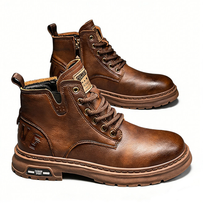 차쿠 남성 가을 겨울 하이탑 가죽 워커 빈지티 카고화 작업 아웃도어 전술화 캐주얼 워커