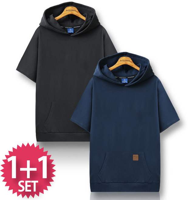 블루포스 티벤블 반팔 후드티 [2장 묶음] 반팔티 남자 운동복 빅사이즈 남성 트레이닝복