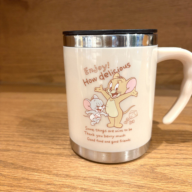 Tom and Jerry 湯姆貓 304不鏽鋼馬克杯, 湯姆貓保溫杯黃色  420ML, 1個