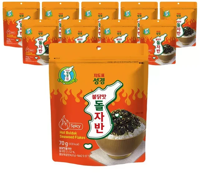 김 불닭맛 돌자반 70g 10봉, 1개, 1개