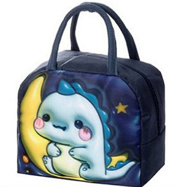 예쁜 보냉가방 보온 보냉 도시락 가방 소풍 보조 파우치 물통 물병 보틀 유모차 손가방, 공룡네이비, 1개