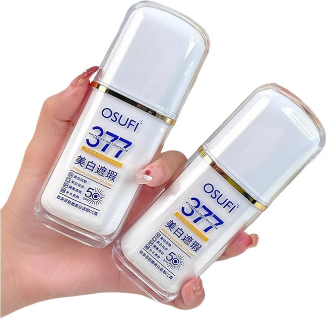 OSUFI 377 美白遮瑕 CC霜 SPF50+ PA+++ 隔離潤色妝前乳, 2件, 【第二瓶優惠價】377防曬乳四合一2瓶裝, 30ml