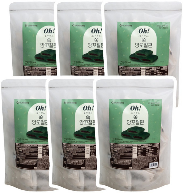 아워홈 Oh! 굳지않는 쑥 앙꼬절편 개별, 6개, 1kg