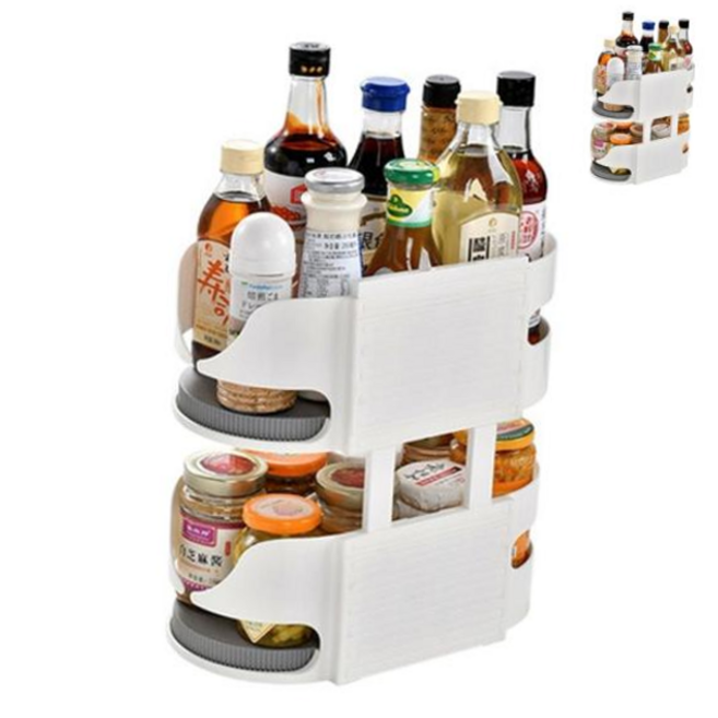 키밍 스마트 회전 양념통 수납함 보관 정리함 트레이 화이트+그레이, 1개