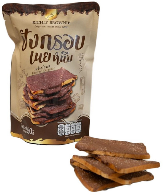 태국과자 리치브라우니 크리스피 토스트 스키디버터 초콜릿맛 RICHLY BROWNIE Chocolate, 1개, 50g