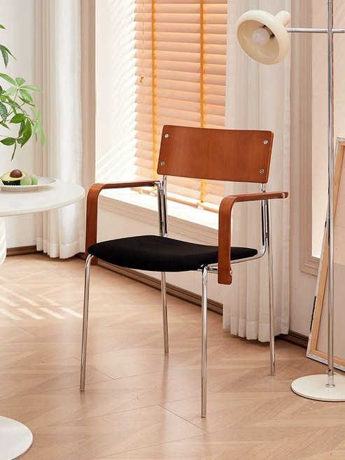 다이닝 암체어 체어 블랙/화이트 밤나무 사무실 심플, 1개, 빈티지 컬러+레드 벨벳