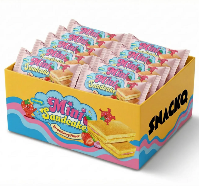 스낵큐 노브랜드 과자, 20개, 미니 샌드케이크 딸기맛(소포장)