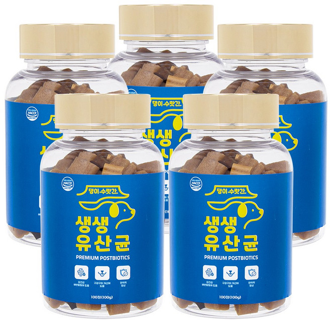 강아지 유산균 프로바이오틱스 면역력 영양제 구토 설사 변비 장건강 댕이수랏간 생생유산균 100g, 100정, 장건강/유산균, 5개
