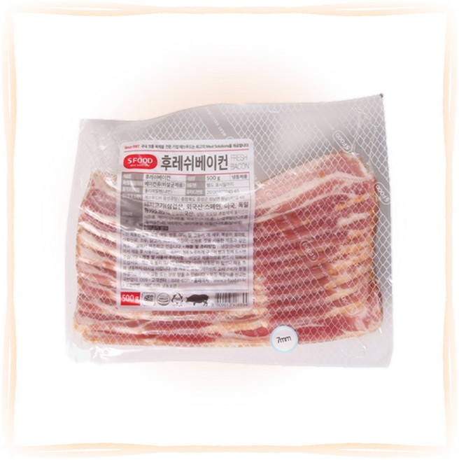 에쓰푸드 후레쉬 베이컨 7mm 슬라이스 500g 냉동, 1개