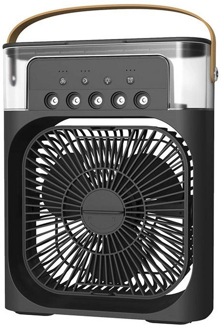 AIVK 冰霧空調扇 冷風扇 水冷扇 USB噴霧風扇 夜燈加濕空調扇, 五孔噴霧風扇【黑色】, 桌面風扇