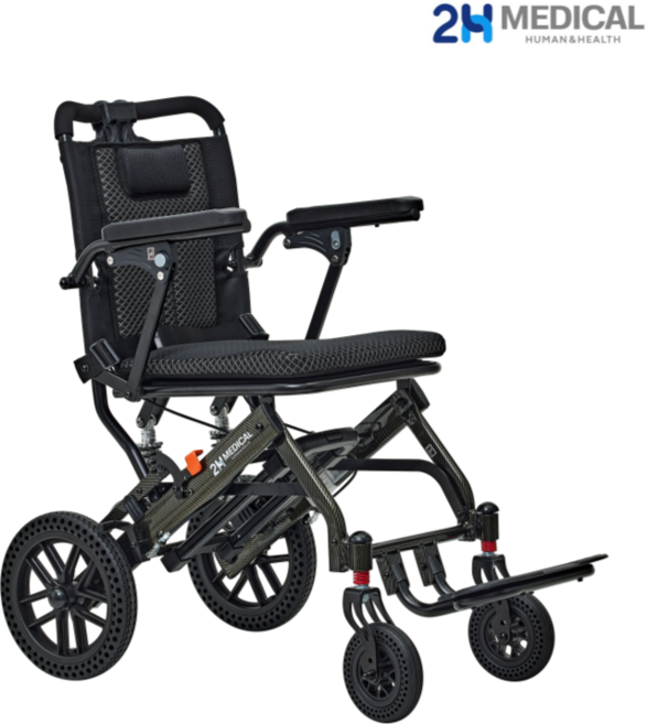 2H메디컬 페더체어 시리즈 - 8kg 초경량 알루미늄 수동 접이식 여행용 장애인 휠체어, 1개, 맥스