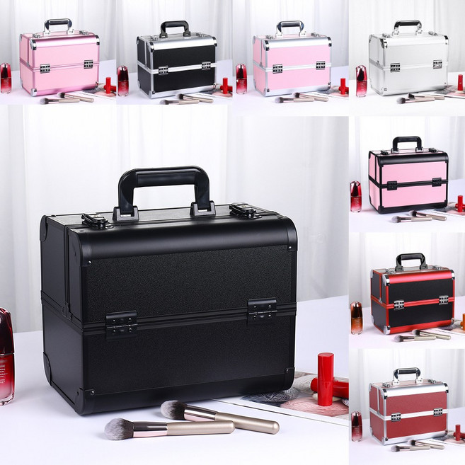 만리상점 메이크업 박스 뷰티 화장품 캐리어, 1개, 올블랙